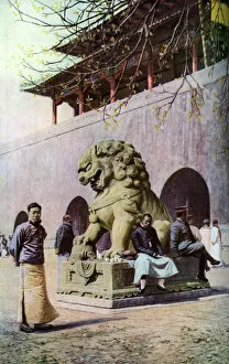 Underwood Gallery: Bronze lion, entrance to the Imperial Palace, Peking, China, c1930s. Artist: Underwood