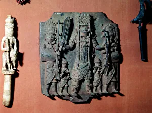 Chief Prints: Bronze plaque of a warrior chief of the Bini tribe, Benin, Nigeria