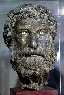 3rd Century Bc Gallery: Bronze Portrait Head of Philosopher, found in sea of Antikythera, circa late 3rd century BC