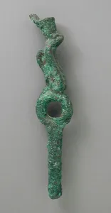 7th Century Bc Prints: Bronze Ringed Element with Crowned Uraeus Figure