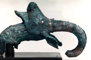 Animal Head Collection: Bronze Sculpture with Gold Incrustations