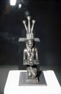 Offerings Prints: Bronze Spirit of the Nile statuette with offering, Late Period, c664BC-323BC