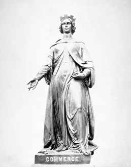 Bronze statue of Commerce, located on the south parapet of Holborn Viaduct, London, 1869