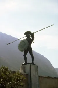 Mountainside Prints: Bronze statue of Leonidas at Thermopylae, c20th century. Artist: Vasos Falireas