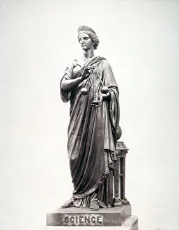 Viaduct Prints: Bronze statue of Science, located on the north parapet of Holborn Viaduct, London, 1869