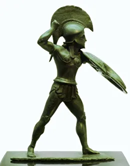 Aggression Prints: A bronze statuette of a Greek hoplite warrior
