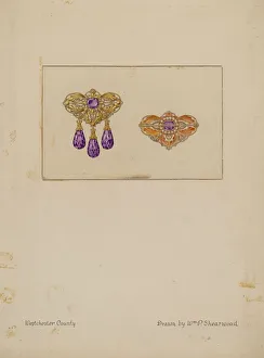 Semi Precious Stone Gallery: Brooch, c. 1936. Creator: William P. Shearwood
