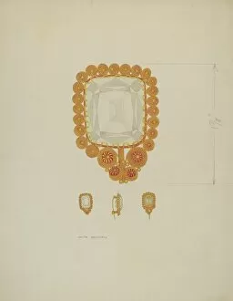 Watercolor And Graphite On Paper Collection: Brooch, c. 1937. Creator: Tulita Westfall