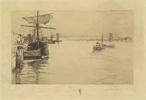 Platt Charles A Prints: Brooklyn Bridge, 1888. Creator: Charles A Platt