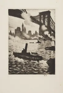 North America Prints: Under Brooklyn Bridge, pub 1921. Creator: Christopher Richard Wynne Nevinson 