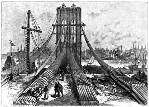 Images Dated 31st January 2006: Brooklyn Suspension Bridge, New York, USA: cable anchorage on the Brooklyn shore, 1883