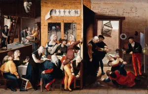 Pleasure Quarter Prints: Brothel scene, 1537. Artist: Brunswick Monogrammist (active First Half of 16 cen. )