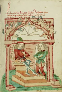 The Brother of King Avenir Speaking with Josaphat, 1469. Creator: Unknown