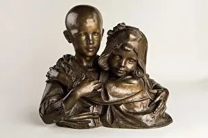 Embrace Prints: Brother and Sister, 1898. Creator: Julien Dillens