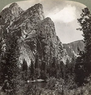 Sierra Nevada Prints: The Three Brothers, Yosemite Valley, California, USA, 1902. Artist: Underwood & Underwood