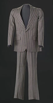 Brown pin-striped suit worn by Sammy Davis Jr. 1970s. Creator: Certo's Custom Tailors