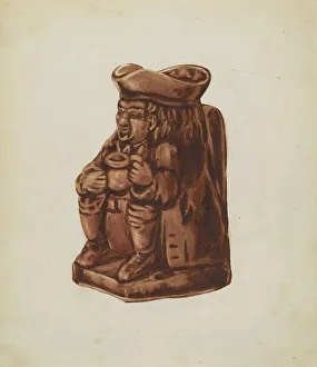 Toby Jug Prints: Brown Pottery Toby Jug, c. 1936. Creator: Dorothy Brennan