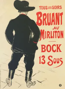 Variety Show Prints: Bruant au Mirliton, 1893. Creator: Toulouse-Lautrec, Henri, de (1864-1901)