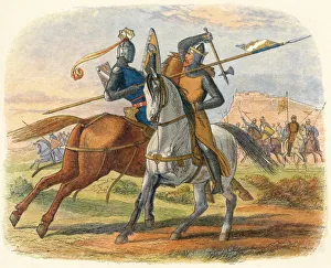 Bruce kills Sir Henry Bohun, 1314 (1864). Artist: James William Edmund Doyle Bruce kills Sir Henry Bohun, 1314 (1864). Artist: James William Edmund Doyle