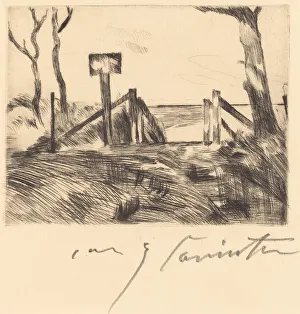 Brücke mit Tafel (Bridge with Sign), 1916. Creator: Lovis Corinth Brücke mit Tafel (Bridge with Sign), 1916. Creator: Lovis Corinth
