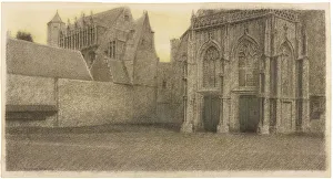 Pastel On Cardboard Collection: A Bruges. Un Portail, ca 1904