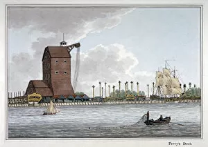 Blackwall Gallery: Brunswick Dock, Blackwall, London, 1801. Artist: Charles Tomkins