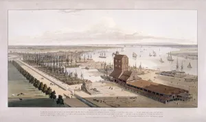 Docks Prints: Brunswick Dock, and East India Dock, Poplar, London, 1803. Artist: William Daniell