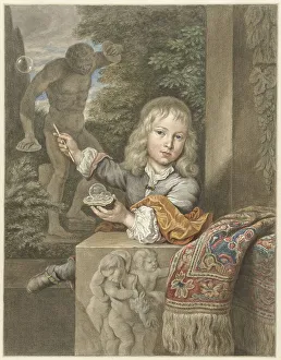 Gaspar Netscher Prints: Bubble -blowing boy, 1741-1820. Creator: Abraham Delfos