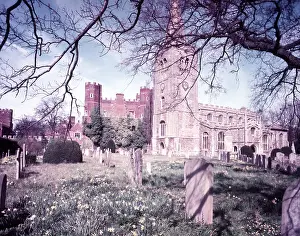 Cemetery Prints: Buckden Palace and St Mary's Parish Church, Buckden, Huntingdonshire, c1955