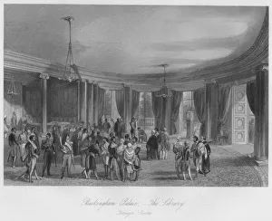 Melville Prints: Buckingham Palace, - The Library. Foreign Levee, c1841. Artist: Henry Melville