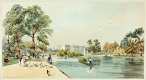 City Of Westminster London England Gallery: Buckingham Palace from St.James Park, plate eleven from Original Views of London as It Is