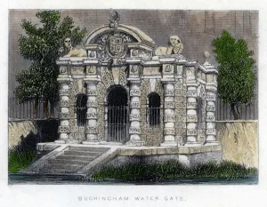 Water Gate Prints: Buckingham Water Gate, the Strand, London, c1850