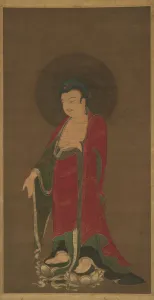 And Gold On Silk Gallery: Buddha Amitabha Descending from His Pure Land, late 13th century. Creator: Unknown
