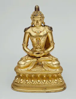 Gilding Collection: Buddha Amitayus Holding a Vase of Longevity (Kalasa), Mongolia, 18th century