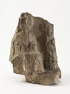 Buddha with a bodhisattva (fragment), Period of Division, 534-550. Creator: Unknown Buddha with a bodhisattva (fragment), Period of Division, 534-550. Creator: Unknown
