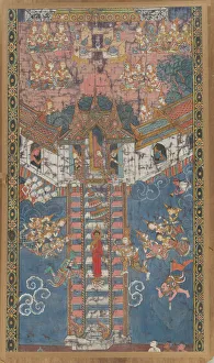 The Buddha Descending from Trayastrimsa Heaven at Sankissa, 19th century. Creator: Unknown The Buddha Descending from Trayastrimsa Heaven at Sankissa, 19th century. Creator: Unknown