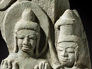 Heads Prints: A Buddha Flanked by Figures Standing on a Mythical Creature (image 6 of 6)