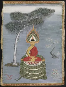 Enlightenment Prints: Buddha Mucalinda, 19th Century. Creator: Unknown