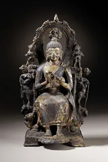 Nirvana Prints: Buddha Shakyamuni or the Bodhisattva Maitreya, early 8th century. Creator: Unknown
