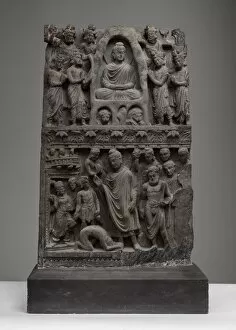 Disciple Gallery: Buddha Shakyamuni Meditating in the Indrashala Cave and Buddha Dipankara [bottom]