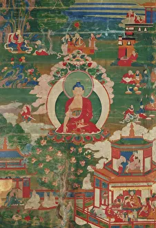 Shaka Nyorai Prints: Buddha Shakyamuni and Narrative Scenes, 18th century. Creator: Anon