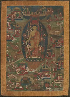 Thangka Collection: Buddha Shakyamuni and Scenes of His Previous Lives (Jataka Tales), 1573-1619. Creator: Unknown