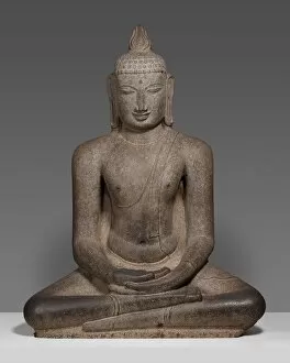 Granite Gallery: Buddha Shakyamuni Seated in Meditation (Dhyanamudra), Chola period, about 12th century