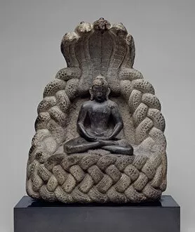 Serpent Collection: Buddha Sheltered by the Serpent King Muchalinda, 11th / 12th century. Creator: Unknown