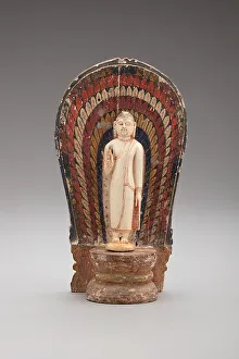 Mudra Prints: Buddha Standing with Hand in the Gesture of Reassurance (Abhayamudra) with