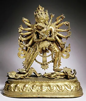 Nepal Prints: The Buddhist Deities Chakrasamvara and Vajravarahi, 1759. Creator: Unknown