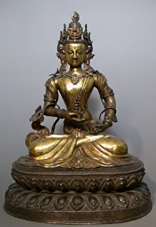 Tibetan Collection: Buddhist Deity Vajrasattva with Bell (Ghanta) and Thunderbolt (Vajra), 18th century
