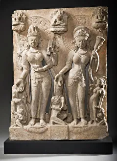 Sandstone Prints: The Buddhist Goddesses Tara and Chunda, 9th century. Creator: Unknown