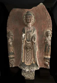 Shaka Nyorai Prints: Buddhist tablet: the Buddha Gautama Sakyamuni (Shih-chia)... Period of Division, 386-535