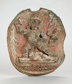 Votive Prints: Buddhist Votive Tablet with Vighnantaka, 11th century. Creator: Unknown